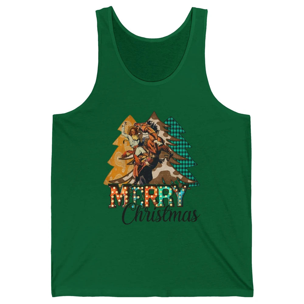 Rodeo Mom Cowgirl Christmas Tree Western Country Cowboy Gift Unisex Jersey Tank