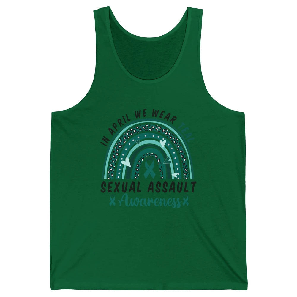 Sexual Assault Awareness Teal Ribbon Rainbow Awareness Gift Unisex Jersey Tank