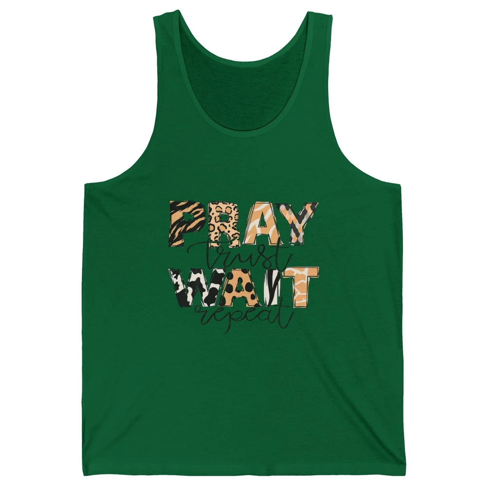 Bible Pray Trust Wait Repeat Jesus Christian Religious God Unisex Jersey Tank