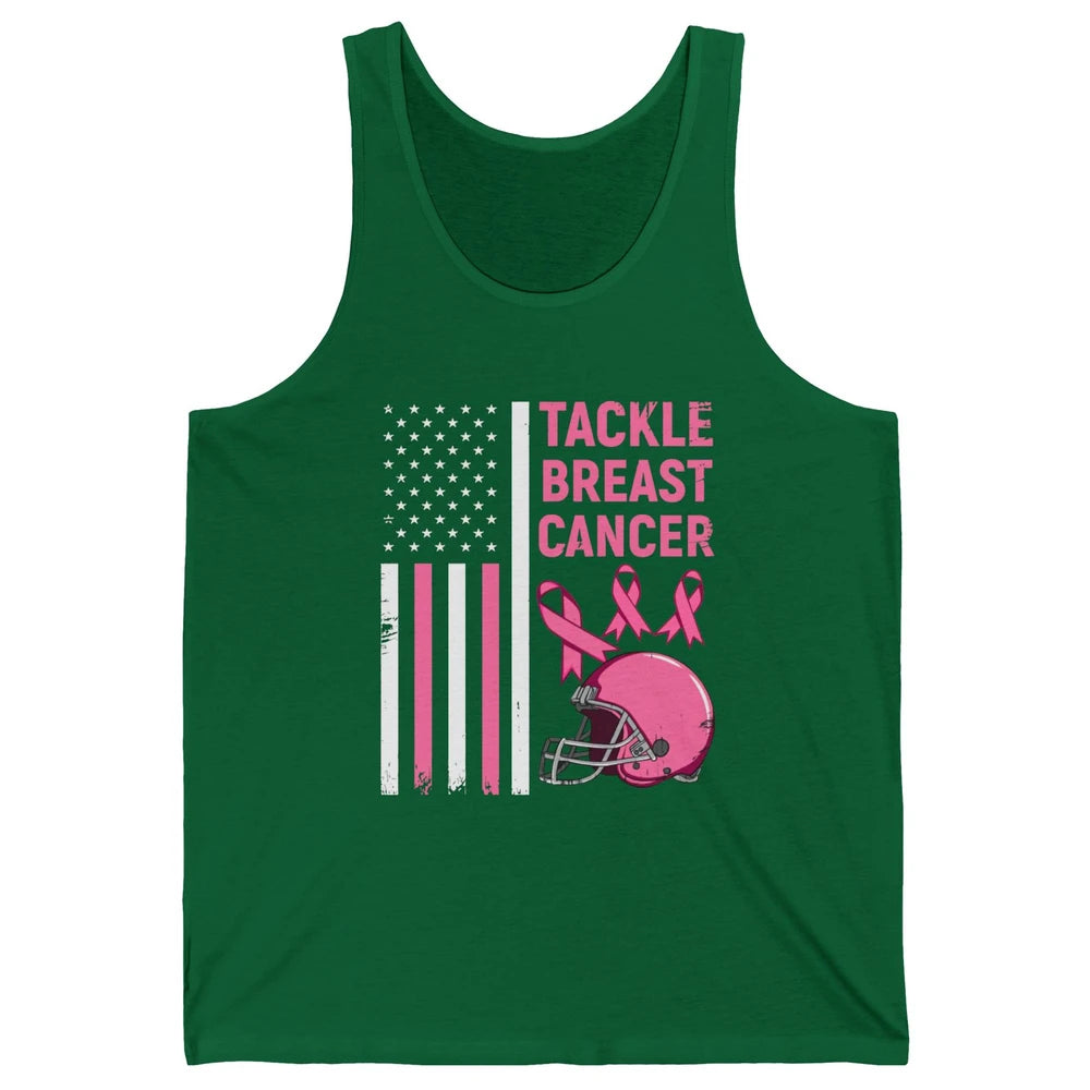 Tackle Breast Cancer US Flag Football Helmet Pink Ribbon Unisex Jersey Tank