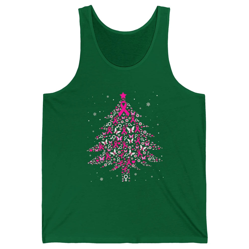 Breast Cancer Pink Ribbon Xmas Tree Breast Cancer Christmas Unisex Jersey Tank