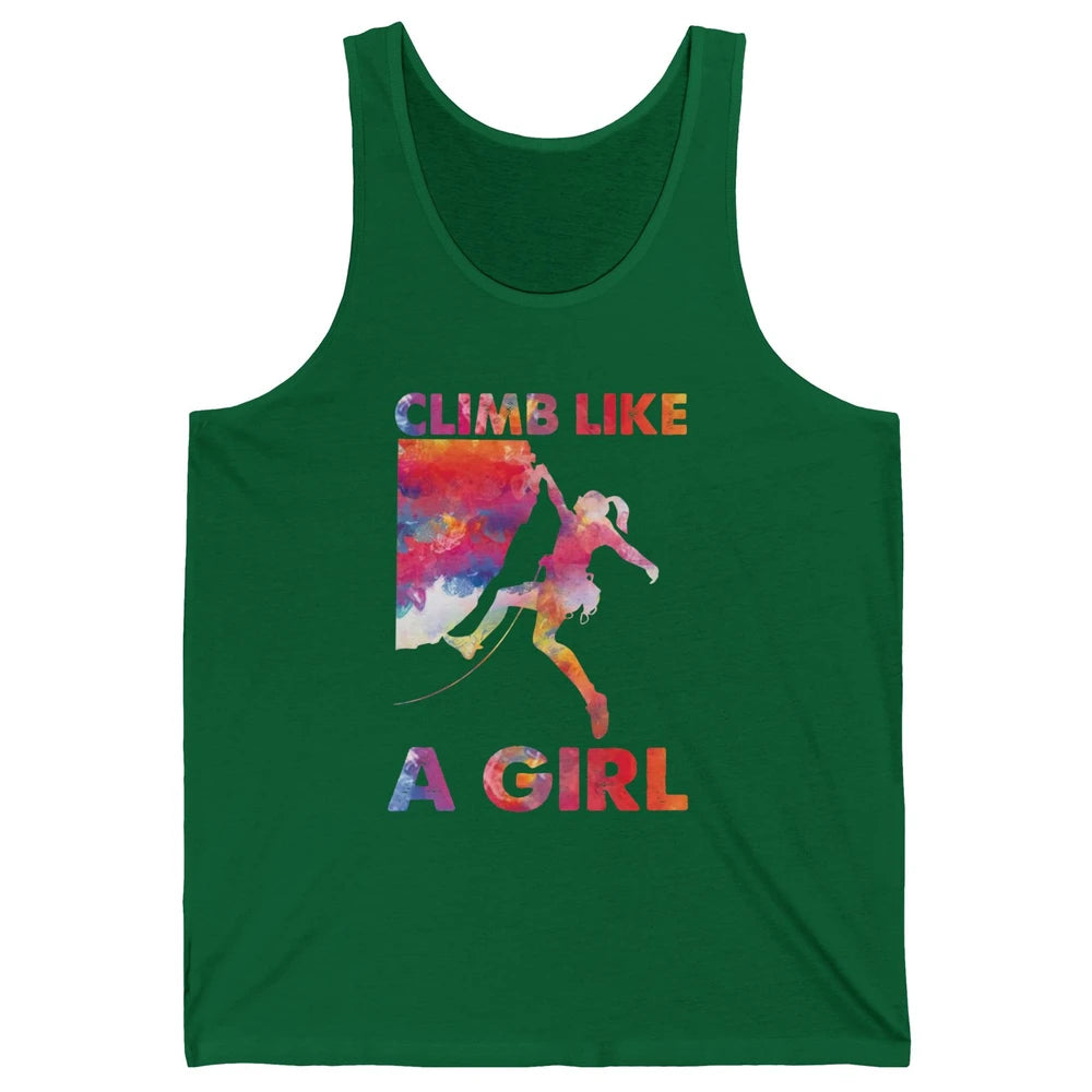 Rock Climbing Climb Like A Girl Watercolor Rock Climbers Unisex Jersey Tank