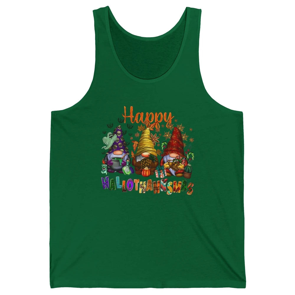 Funny Gnomes Happy Hallo-thank-mas Fall Pumpkin Thanksgiving Unisex Jersey Tank