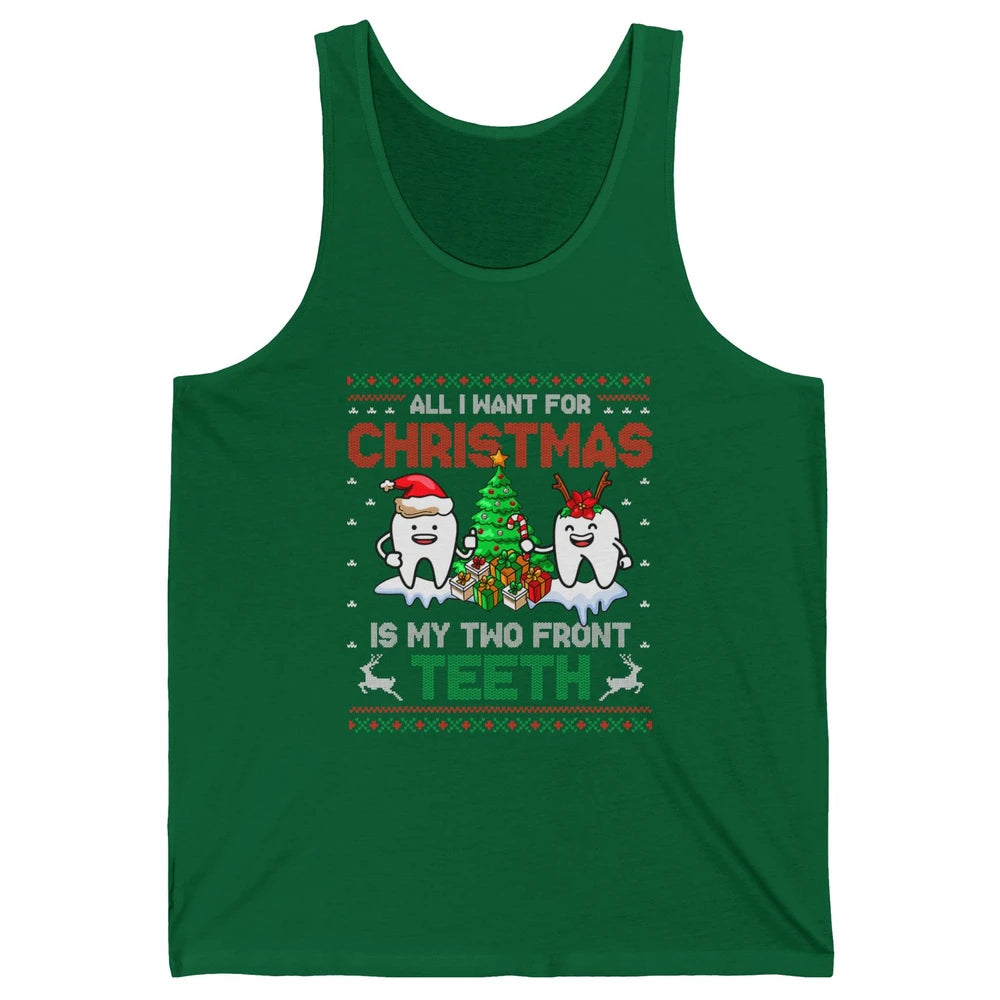 Merry Christmas Funny Two Teeth Dentist Xmas Tree Santa Ugly Unisex Jersey Tank