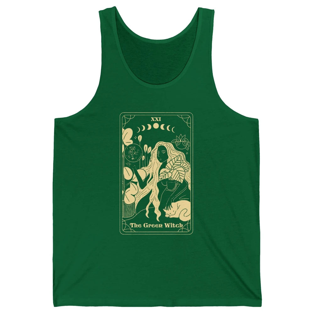 The Green Witch Gardener Tarot Card Halloween Gardening Gift Unisex Jersey Tank