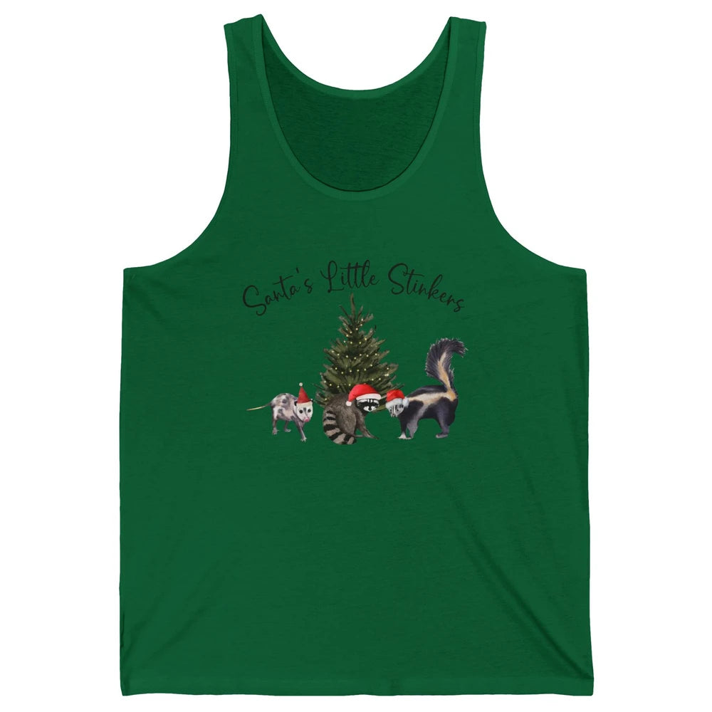 Funny Santa's Little Stinkers Christmas Raccoon Opossum Unisex Jersey Tank