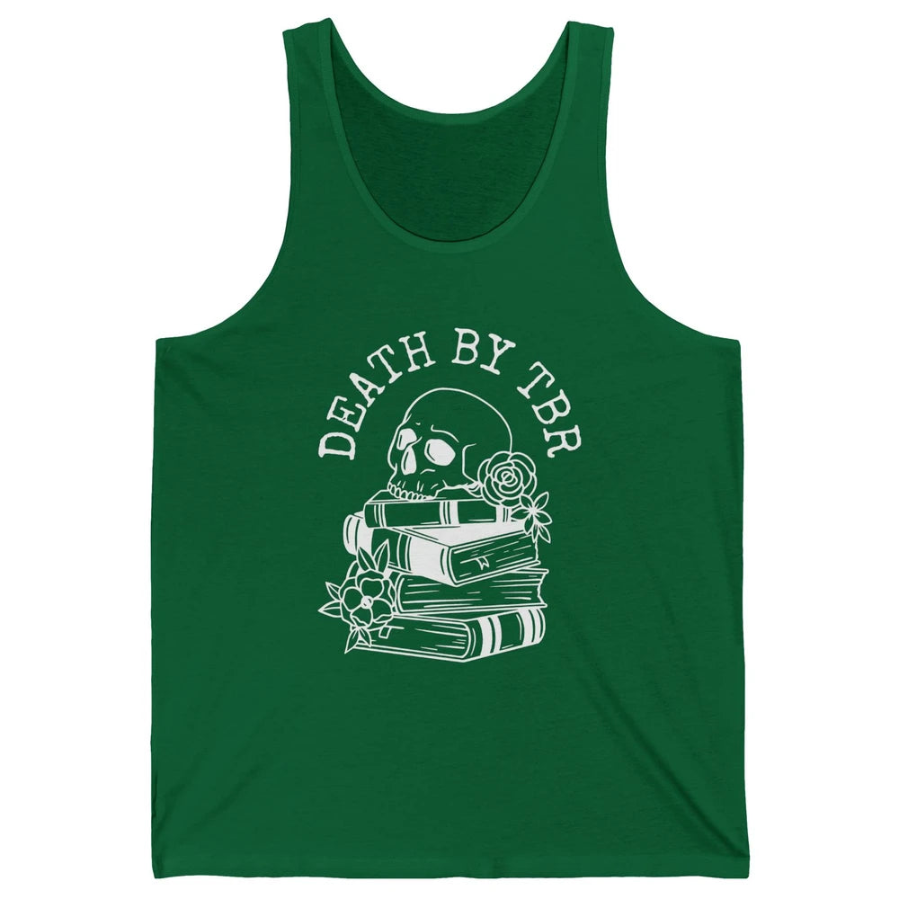 Retro Skull Books Death By TBR Book Reading Lovers Librarian Unisex Jersey Tank