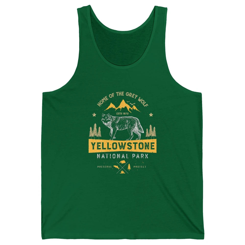 Yellowstone National Park Home Grey Wolf Vintage Wild Nature Unisex Jersey Tank