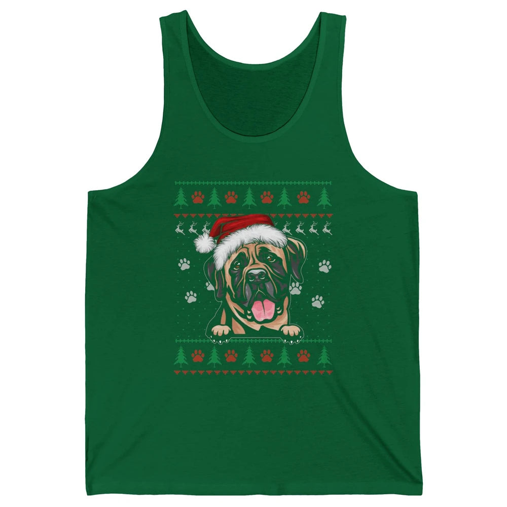 Merry Christmas Cute Santa Hat English Mastiff Dog Ugly Xmas Unisex Jersey Tank