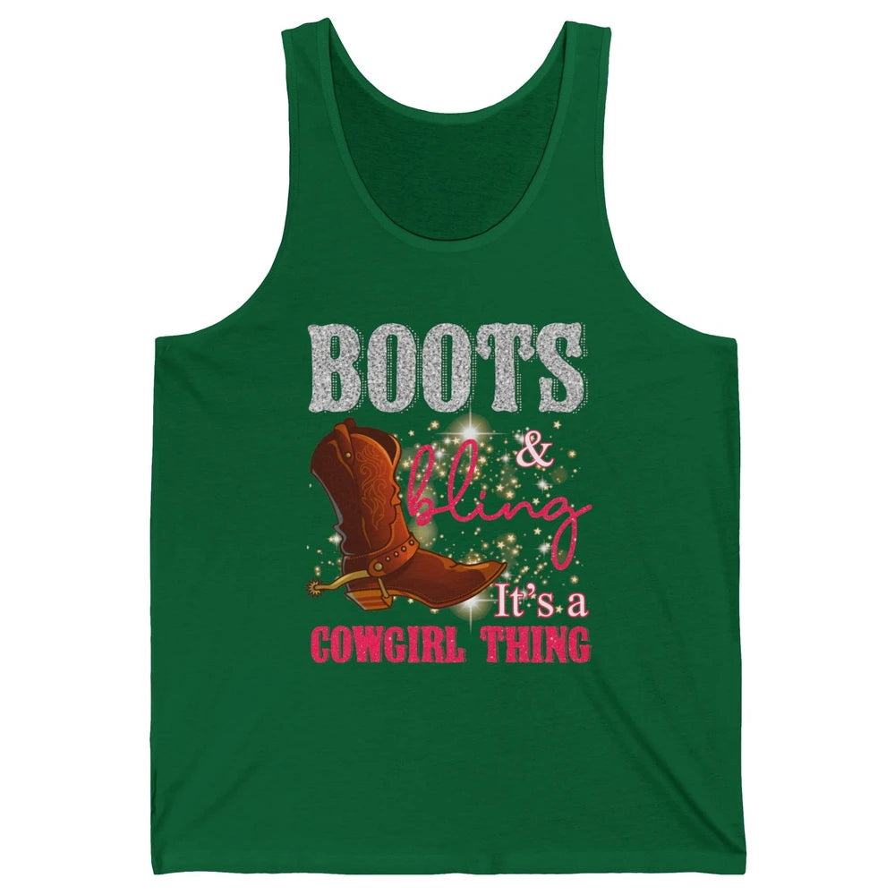 Western Country Cowgirl Thing Boots Bling Women Rodeo Cowboy Unisex Jersey Tank