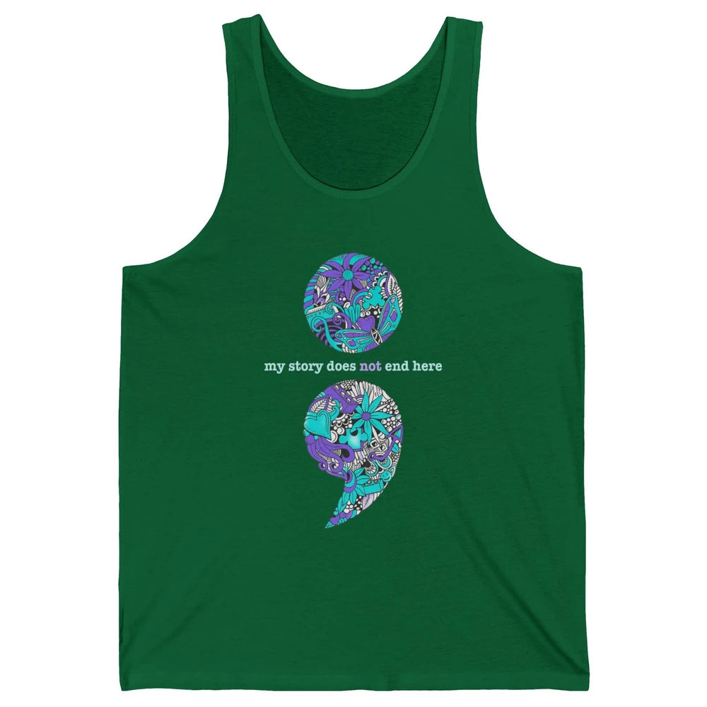 Semicolon Suicide Awareness Suicide Prevention Teal Purple Unisex Jersey Tank