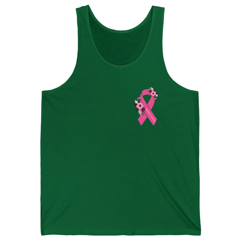 Breast Cancer Awareness Floral Pink Ribbon Pocket Size Gift Unisex Jersey Tank