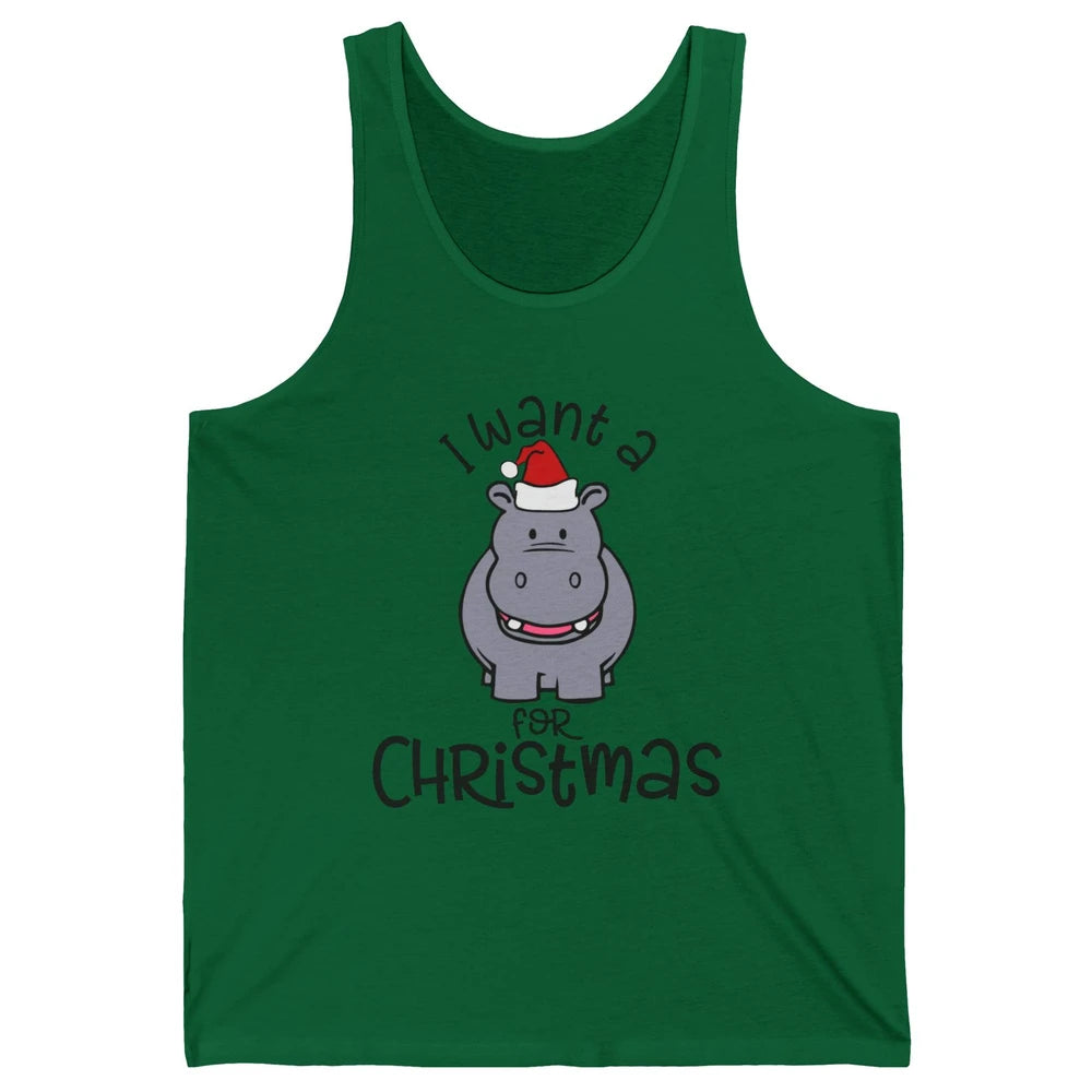 Funny I Want A Hippopotamus For Christmas Tree Hippo Santa Unisex Jersey Tank