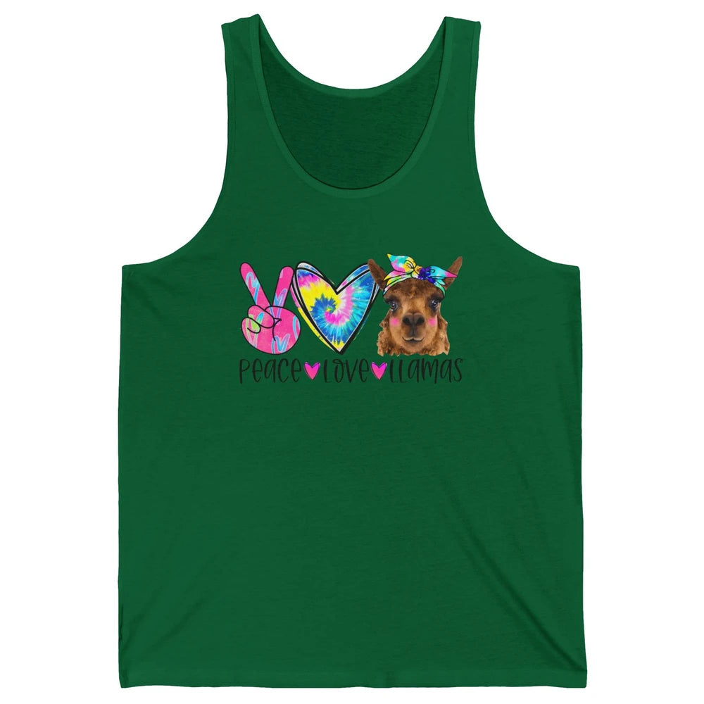 Vintage Llama Tie Dye Peace Love Llama Sarcastic Llama Lover Unisex Jersey Tank