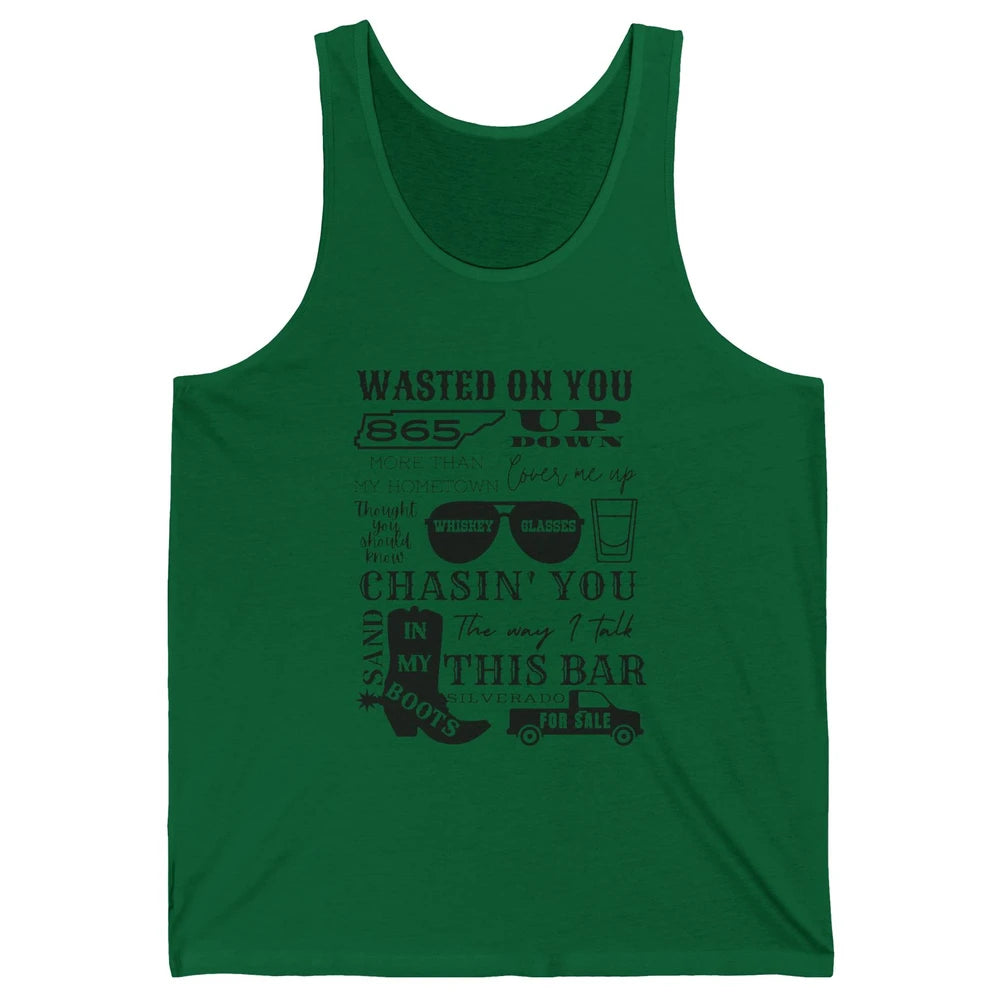 Retro Sands In My Boots Wasted On You Western Country Music Unisex Jersey Tank