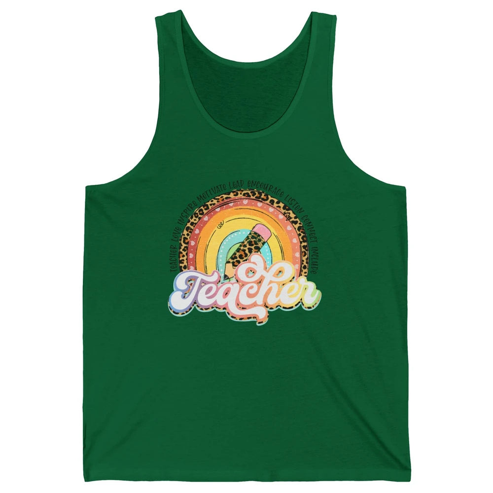 Teacher Life Love Inspire Motivate Appreciation Gift Rainbow Unisex Jersey Tank