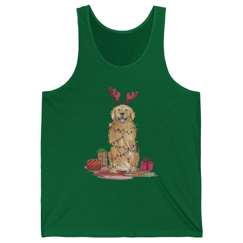 Santa Golden Retriever Reindeer Snowflake Christmas Costume Unisex Jersey Tank