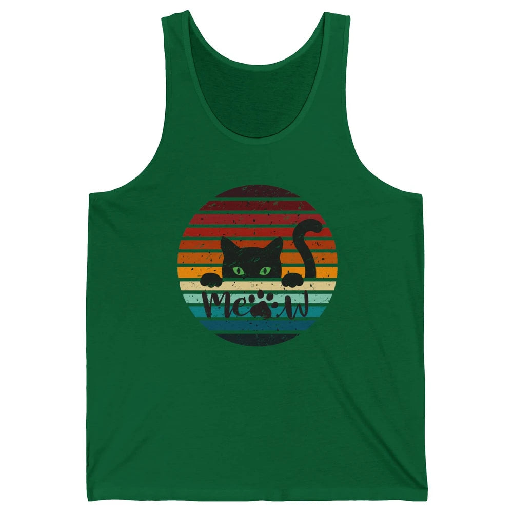 Vintage Black Cat Peeking Meow Cat Mom Cat Lady Gift Unisex Jersey Tank