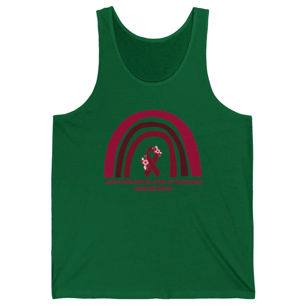 Antiphospholipid Syndrome Awareness APS Burgundy Rainbow Unisex Jersey Tank