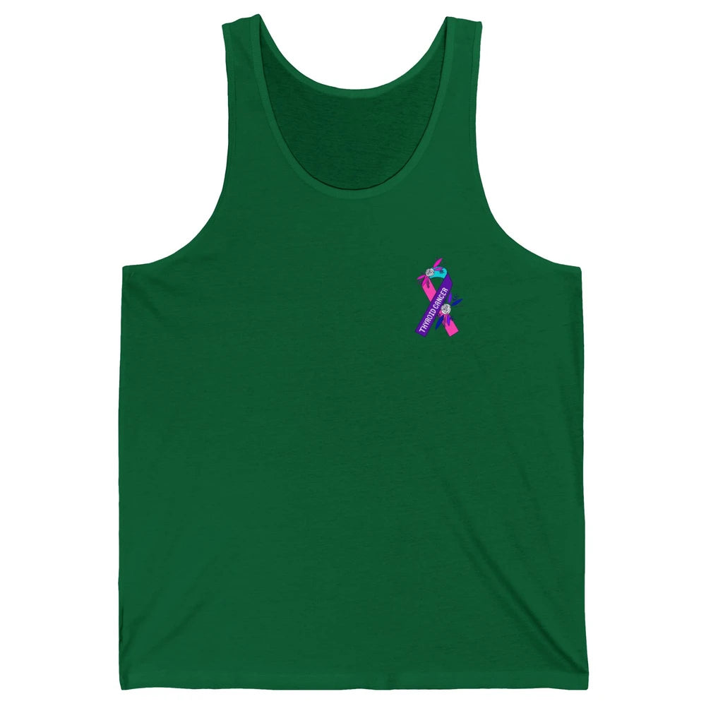 Thyroid Cancer Awareness Purple Pink Ribbon Pocket Size Gift Unisex Jersey Tank