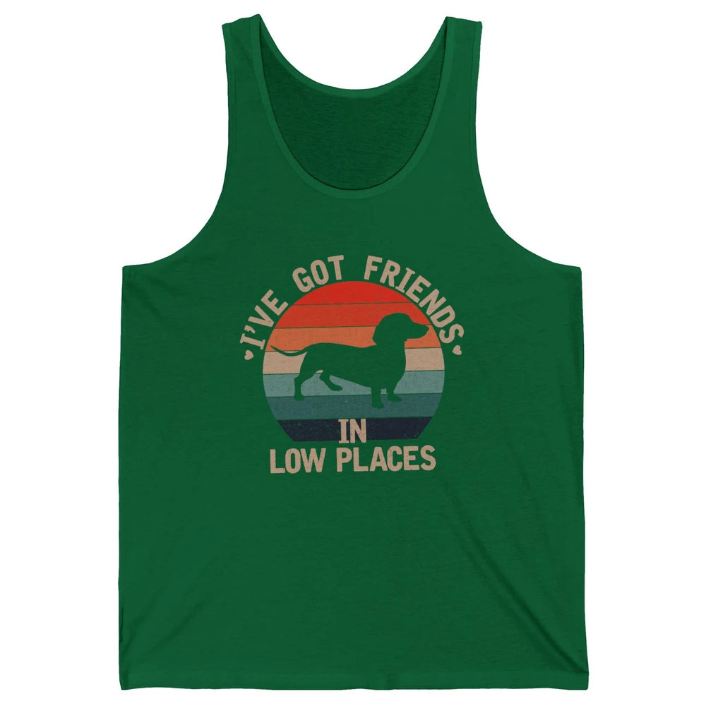 Vintage Funny Dachshund I've Got Friends In Low Places Unisex Jersey Tank