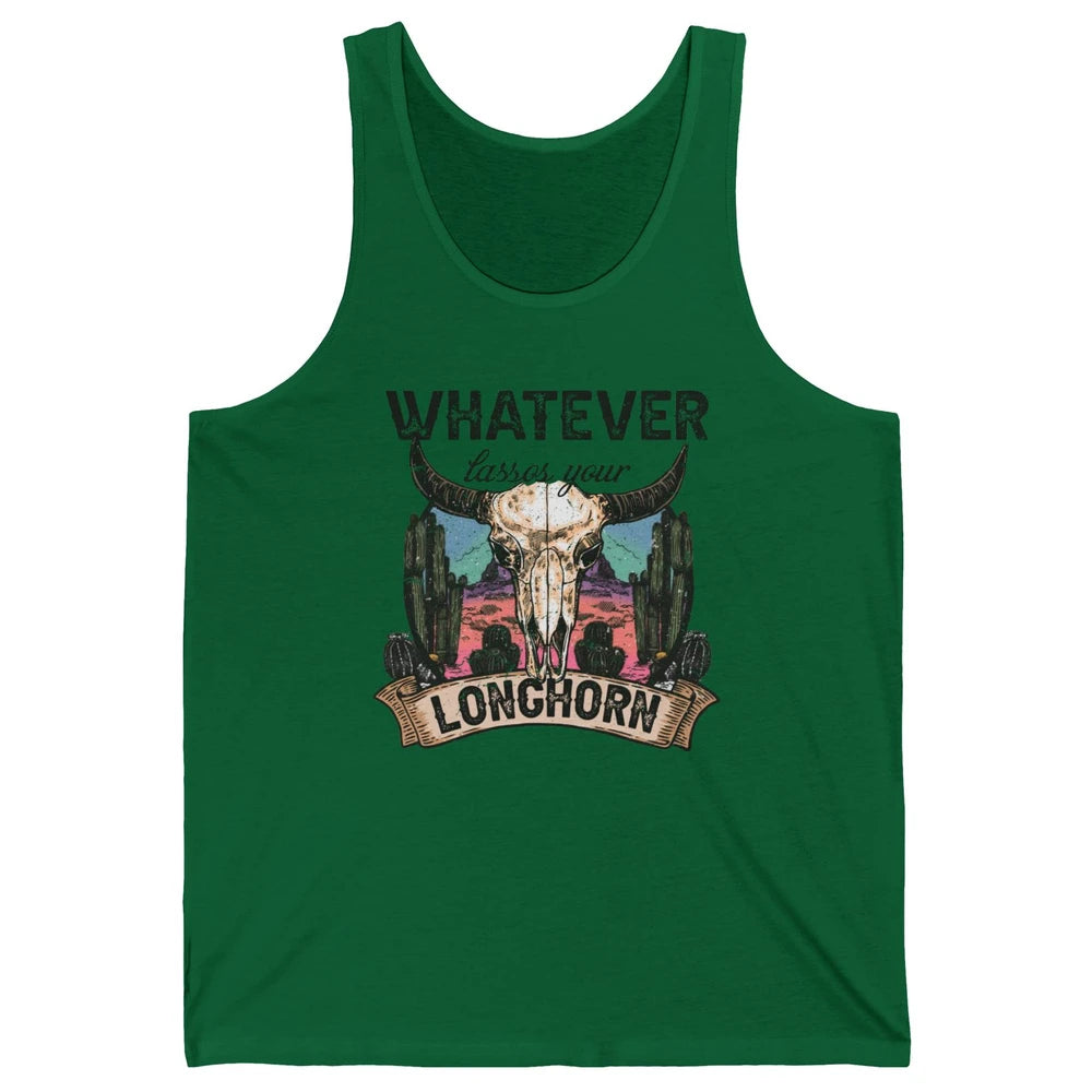 Boho Bull Skull Desert Whatever Lassos Your Longhorn Western Unisex Jersey Tank