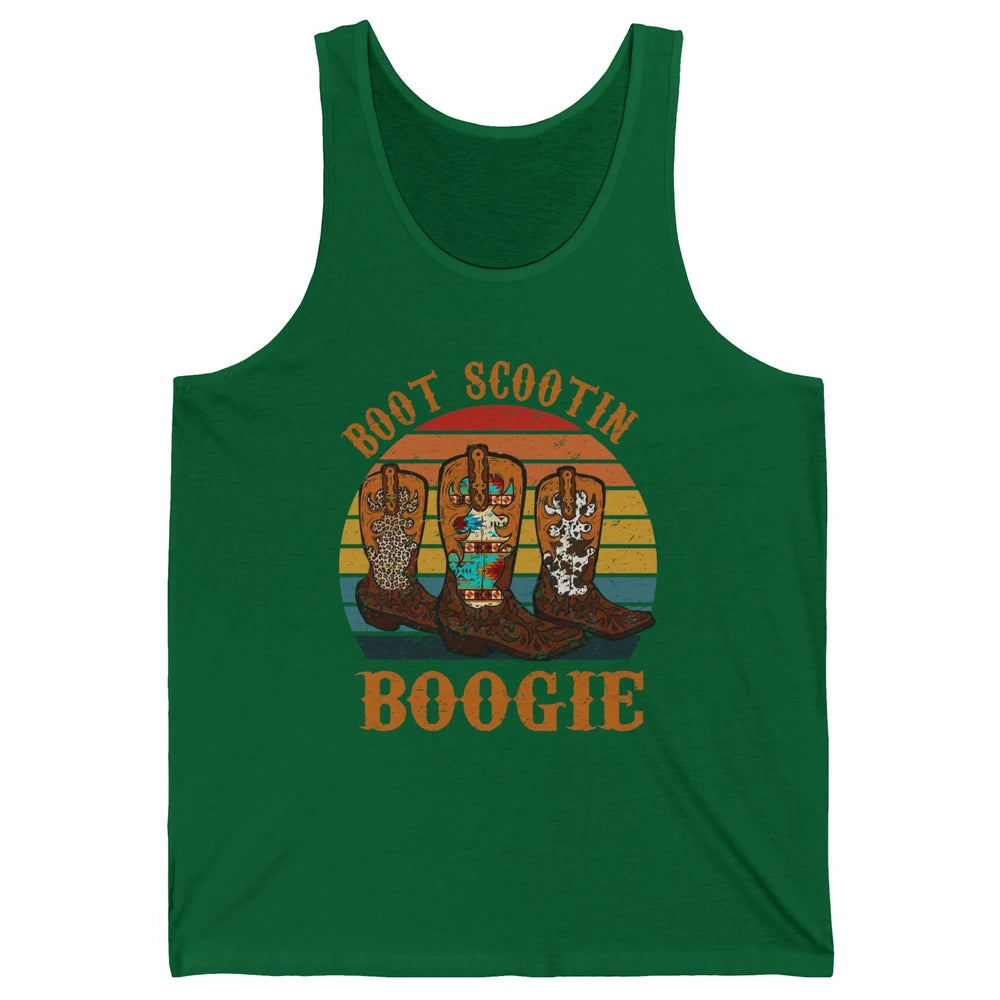 Vintage Cowboy Boots Scooting Boogie Western Country Cowgirl Unisex Jersey Tank