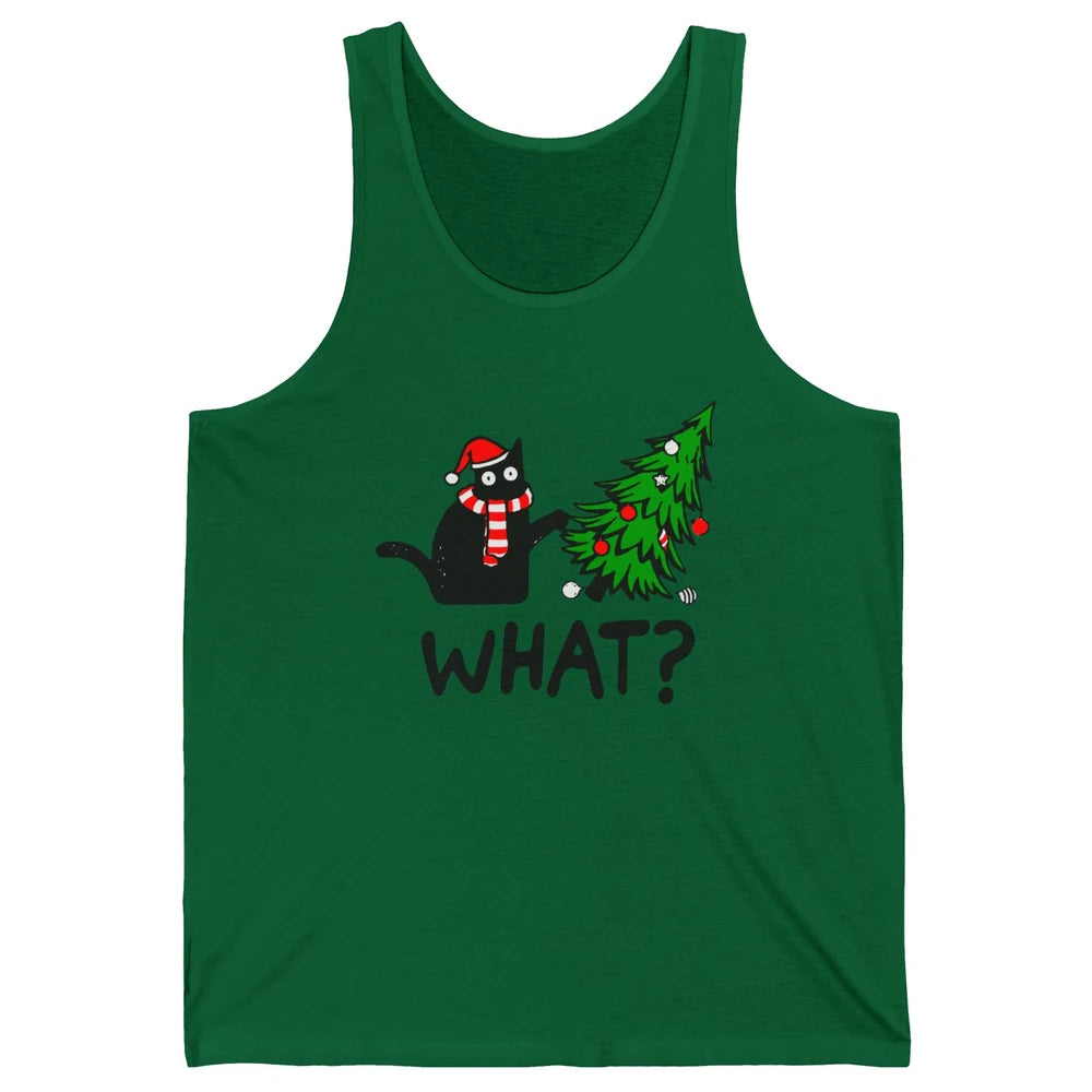 Funny Black Cat Christmas Light Santa What Christmas Costume Unisex Jersey Tank