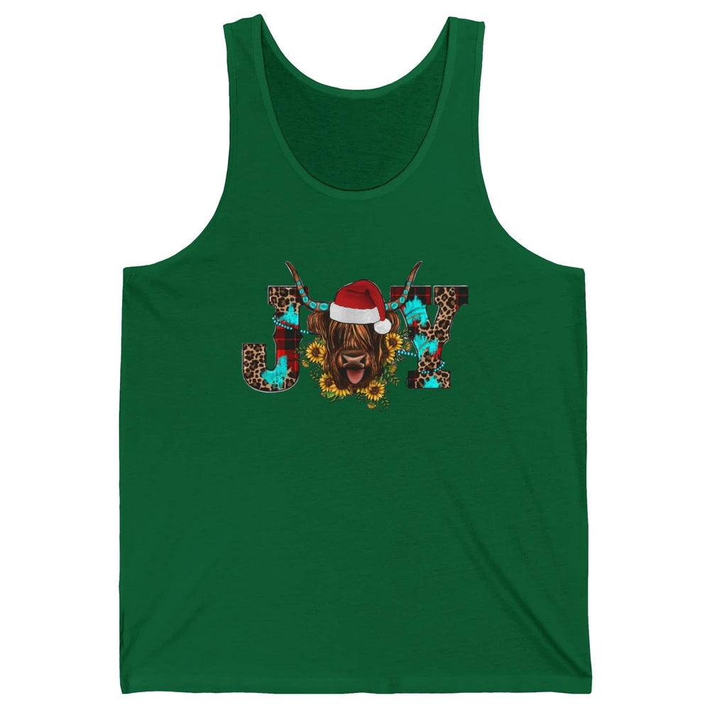 Highland Cow Christmas Joy Heifer Western Country Cowboy Unisex Jersey Tank