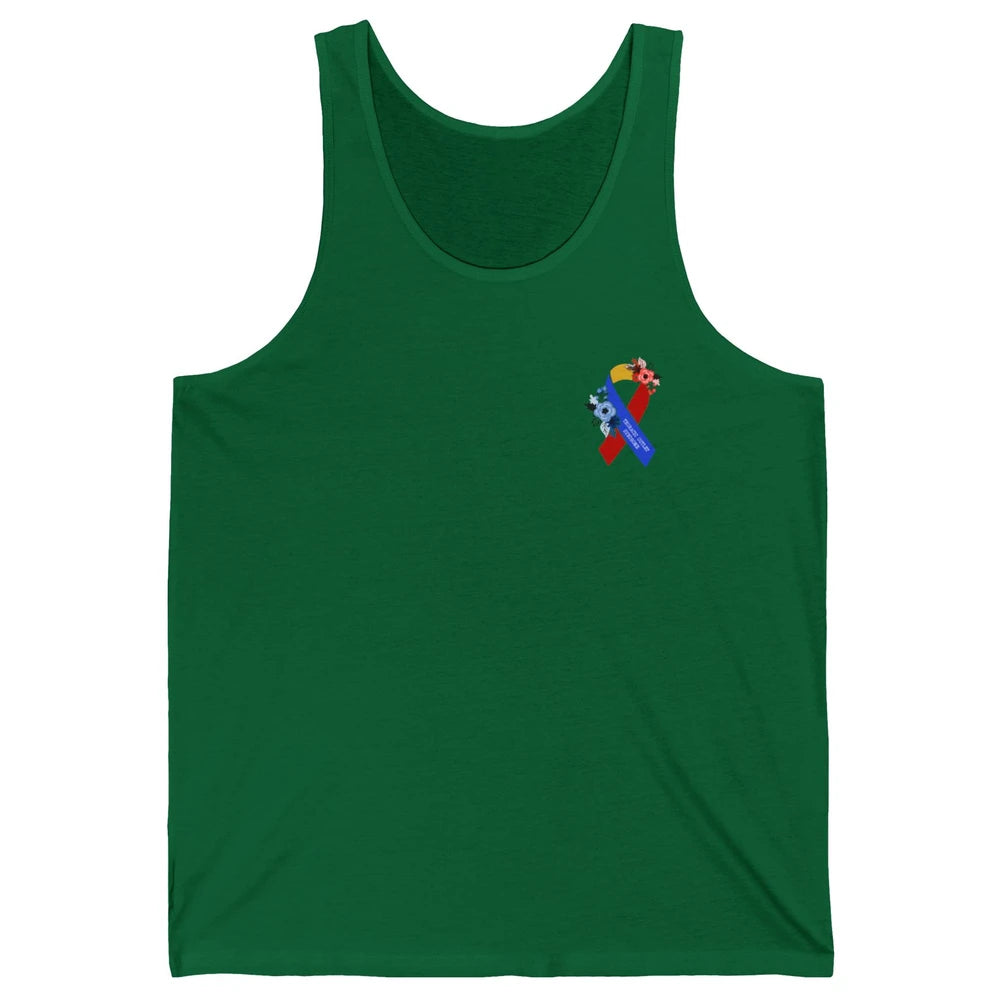 Thoracic Outlet Syndrome Awareness Floral Blue Red Ribbon Unisex Jersey Tank