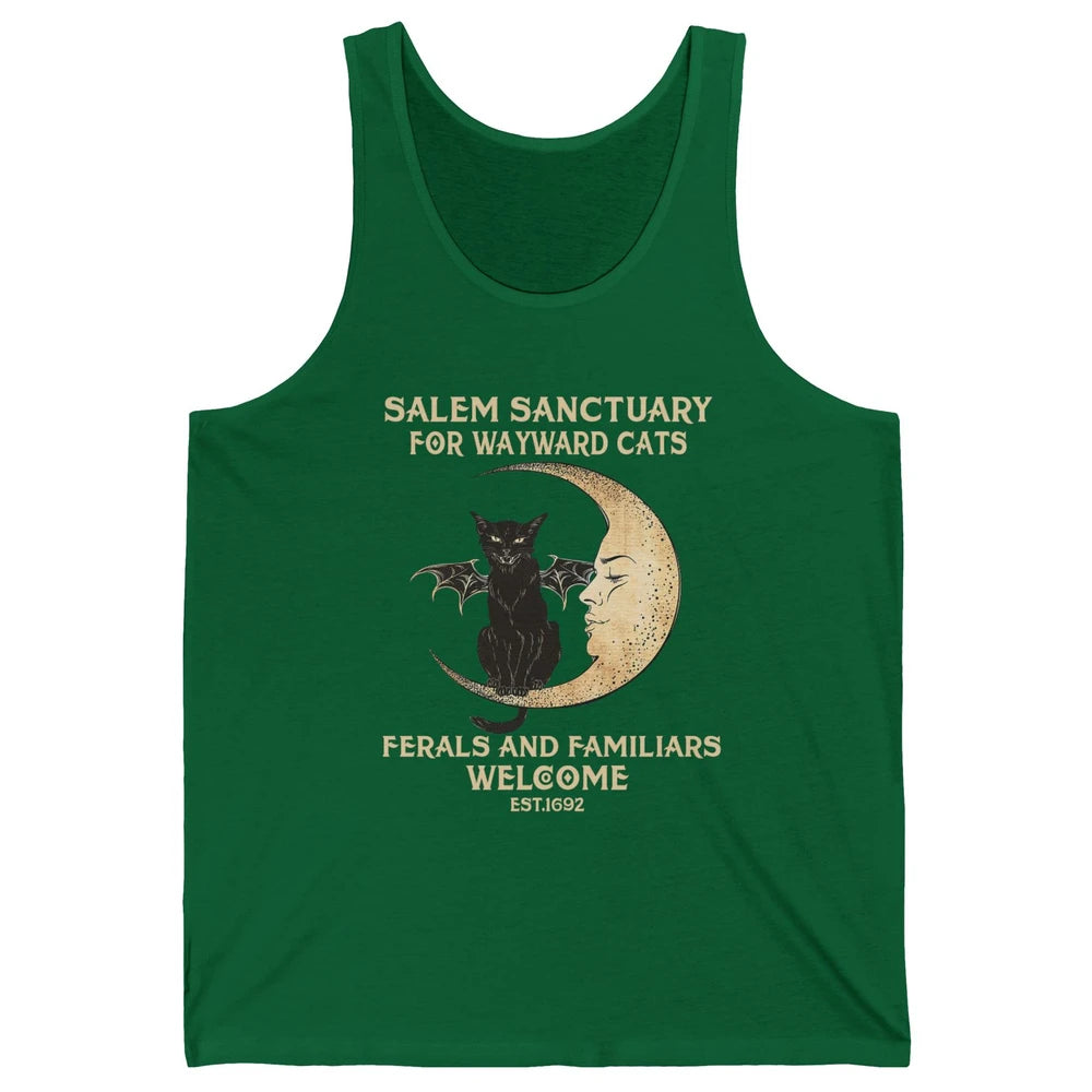 Witch Cat Salem Sanctuary Witch City Halloween Gothic Cat Unisex Jersey Tank