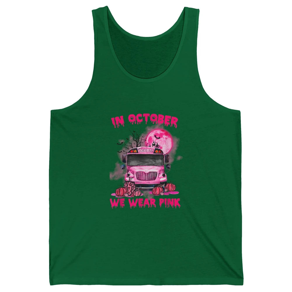 School Bus Driver Wear Pink Ribbon Breast Cancer Awareness Unisex Jersey Tank