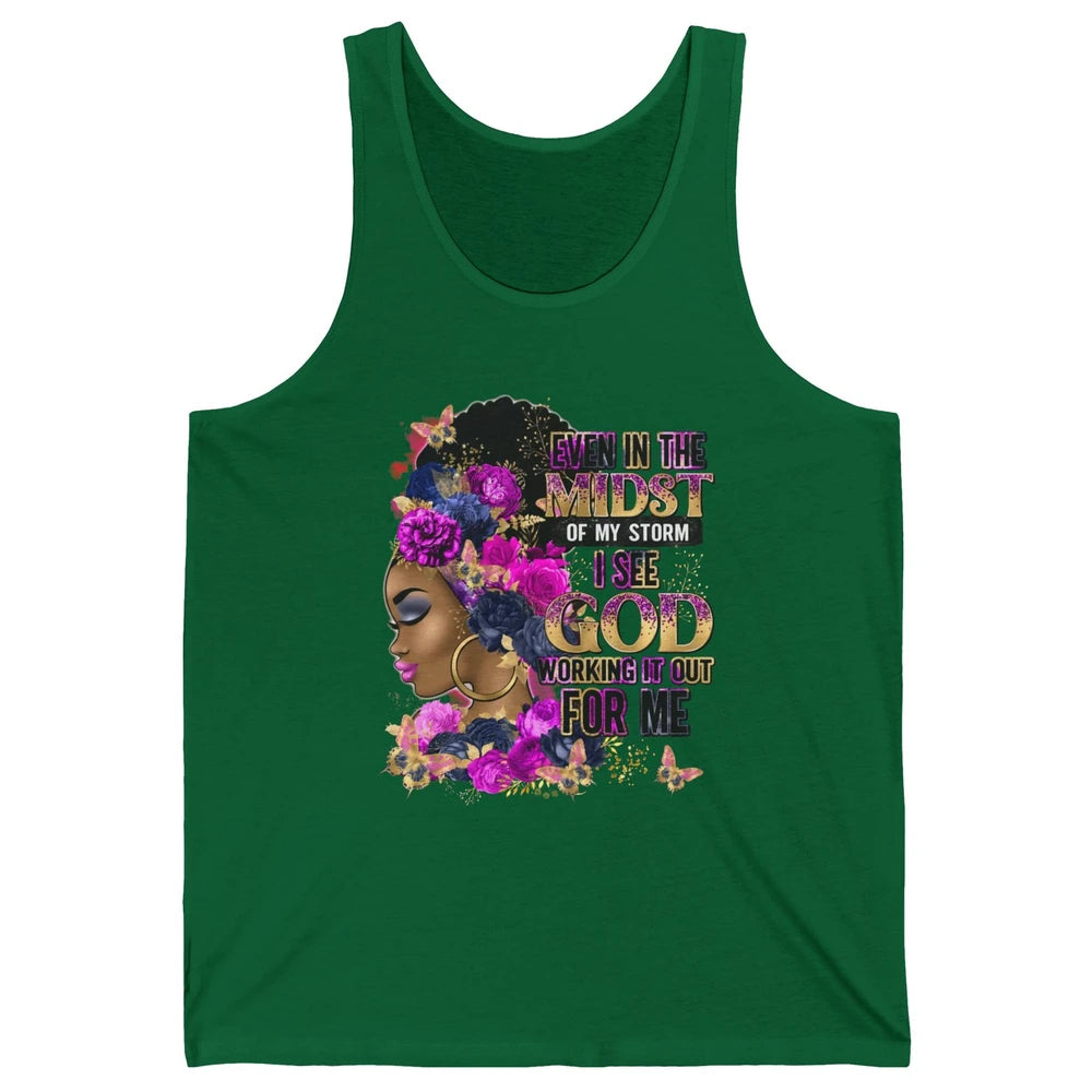 Black Girl In The Midst Of Storm Believe In God Christian Unisex Jersey Tank