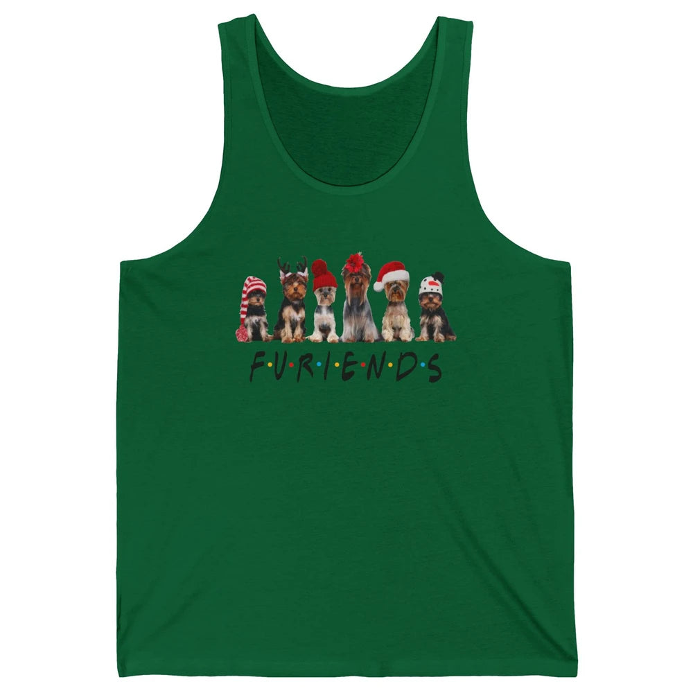 Funny Yorkie Furiends Merry Christmas Hat Santa Dog Lovers Unisex Jersey Tank