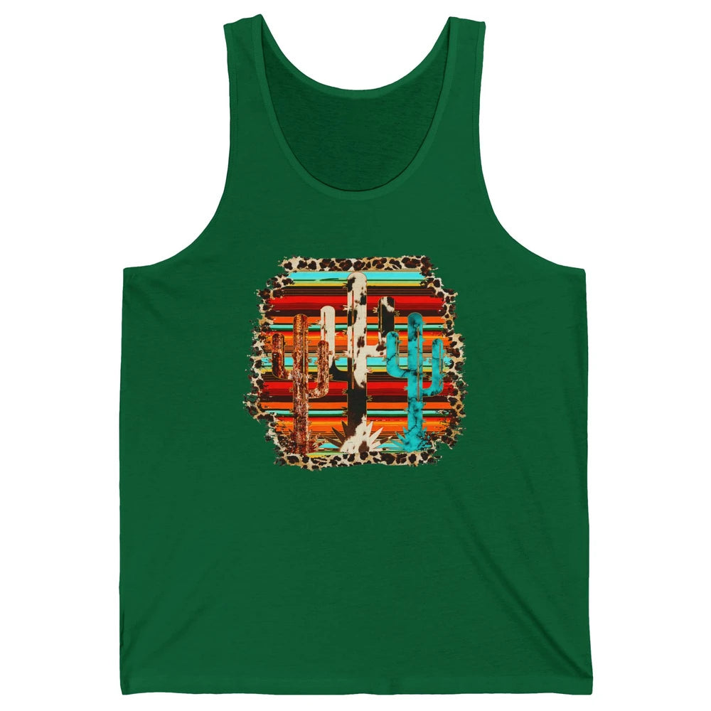 Western Country Cactus Cowhide Serape Turquoise Leopard Unisex Jersey Tank