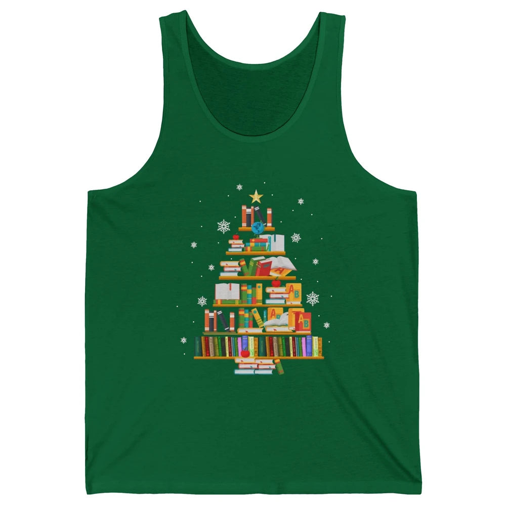 Funny Book Christmas Tree Book Reading Lovers Chritmas Gift Unisex Jersey Tank