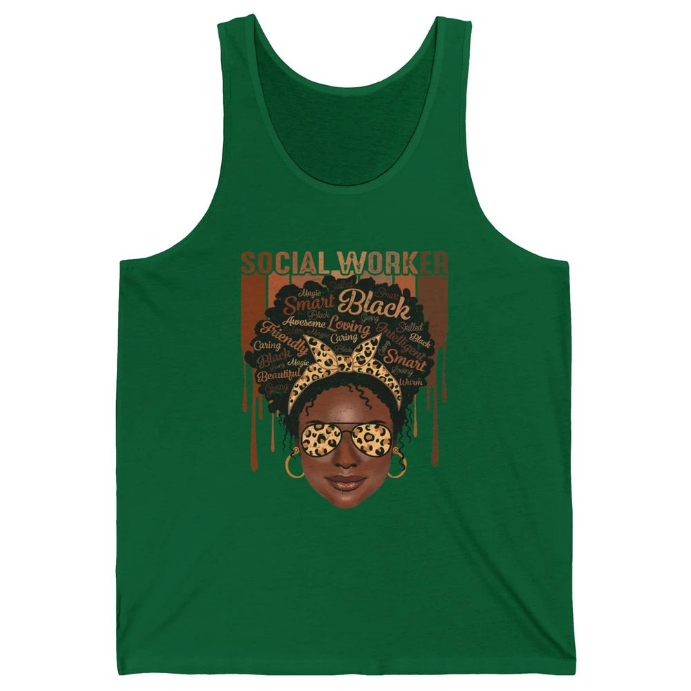 Social Worker Afro Messy Bun African American Social Work Unisex Jersey Tank