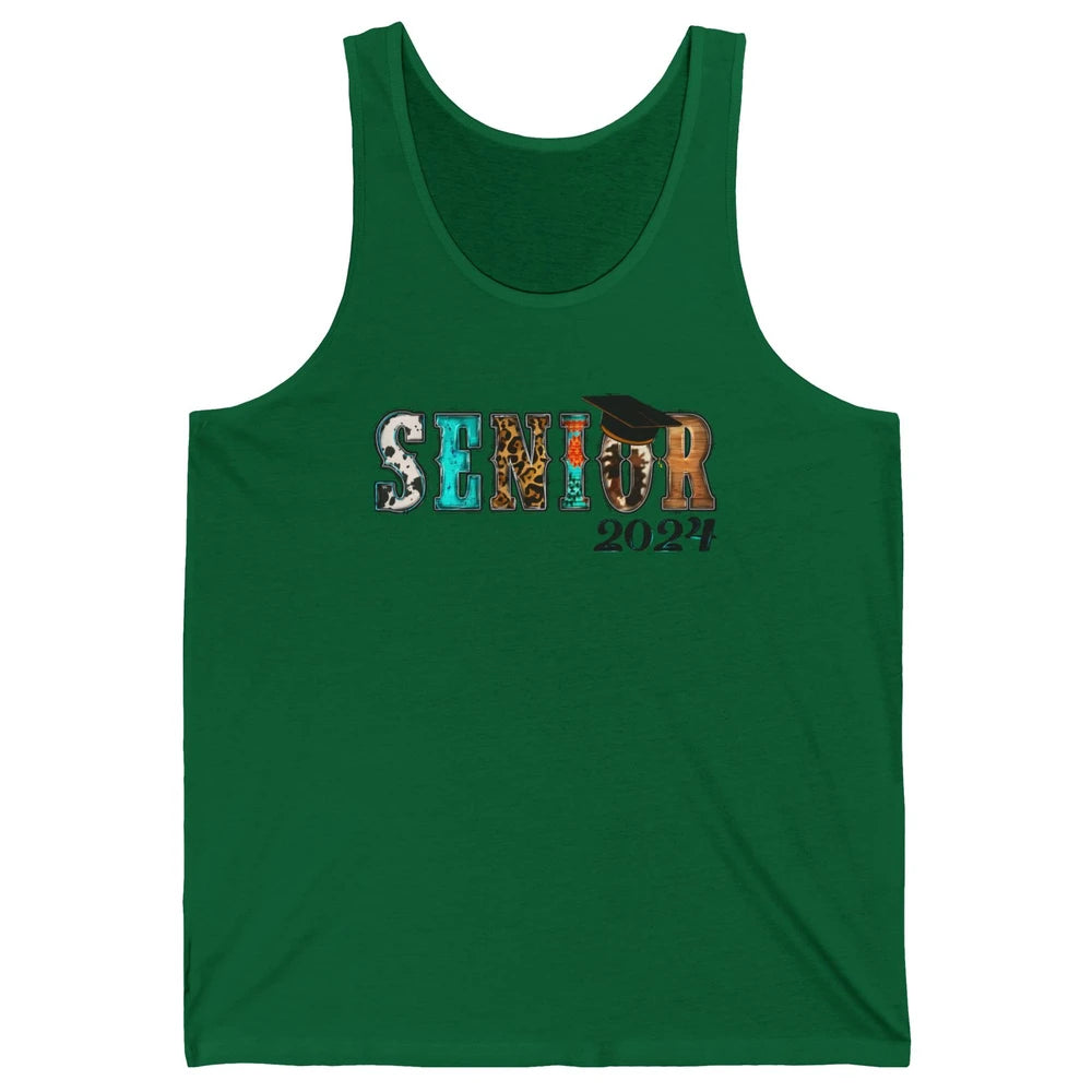 Sunflower Leopard Senior 2024 Graduate Bachelor Western Grad Unisex Jersey Tank