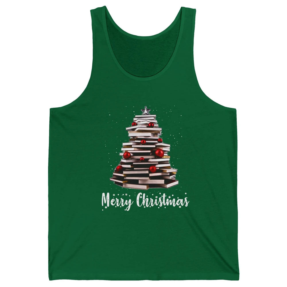 Funny Book Christmas Tree Book Reading Lovers Chritmas Gift Unisex Jersey Tank