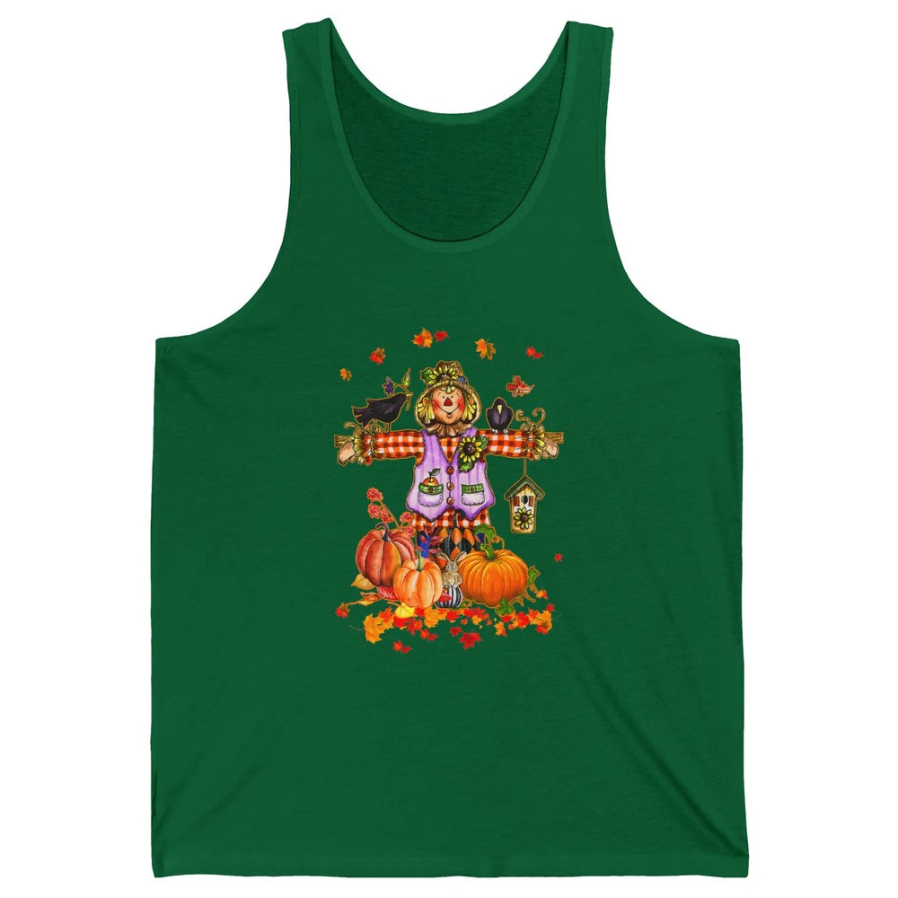 Scarecrow Autumn Hello Fall Pumpkin Thanksgiving Halloween Unisex Jersey Tank