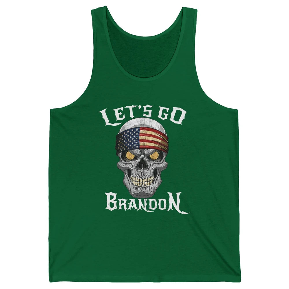 Retro Skull US Flag Let's Go Brandon Anti Biden Pro America Unisex Jersey Tank