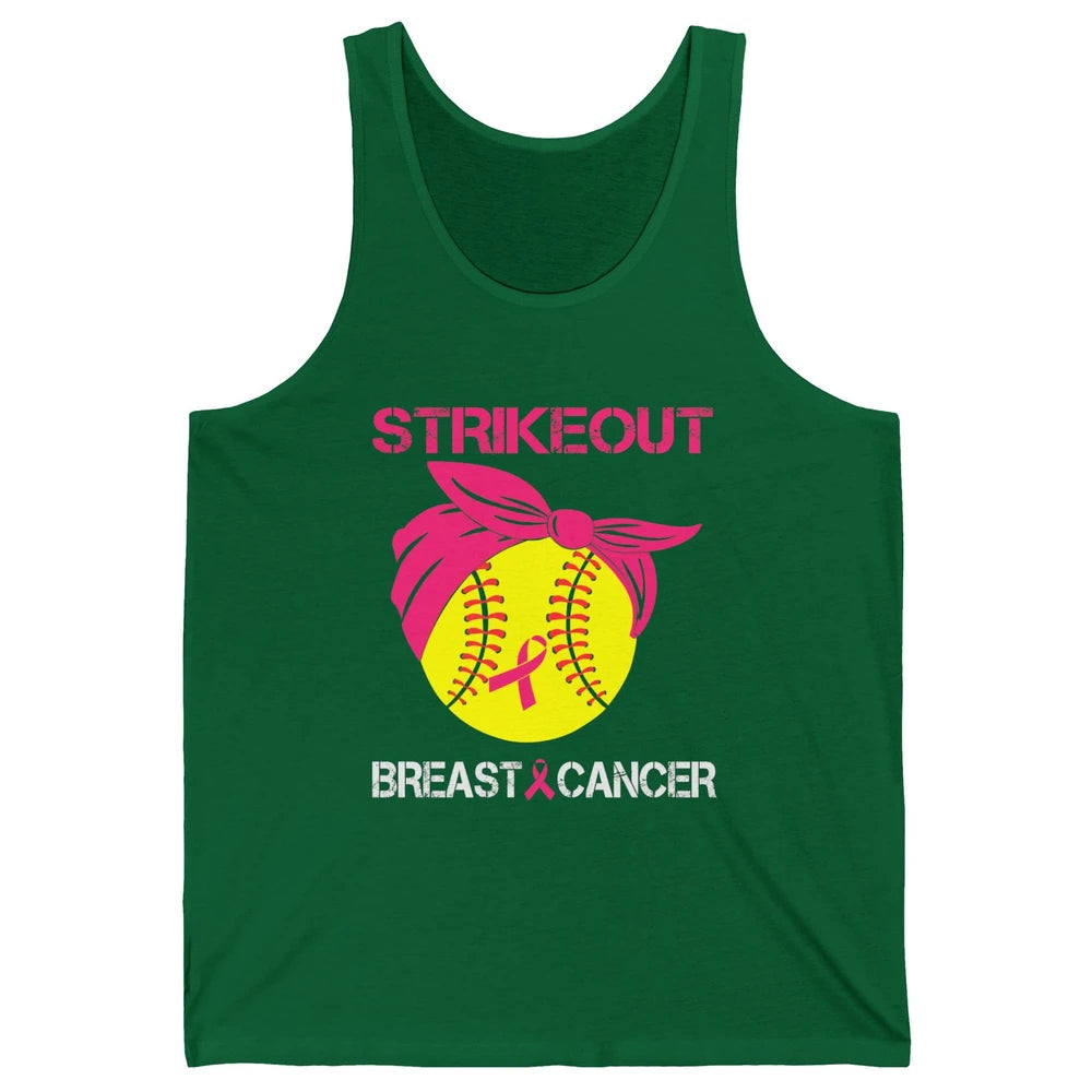 Softball Breast Cancer Awareness Strike Out Pink Ribbon Gift Unisex Jersey Tank