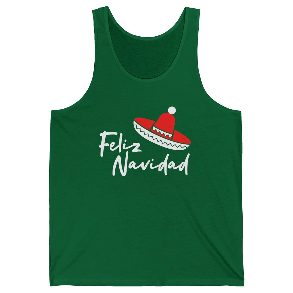 Funny Feliz Navidad Spanish Christmas Mexican Sombrero Gift Unisex Jersey Tank