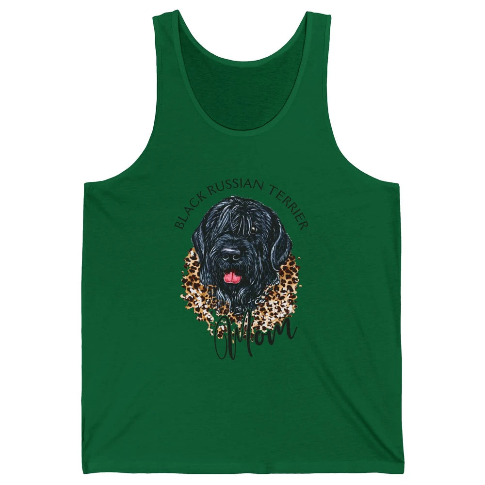 Black Russian Terrier Dog Mom Black Russian Terrier Leopard Unisex Jersey Tank