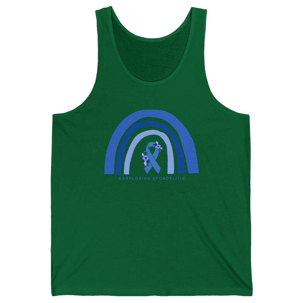 Ankylosing Spondylitis Awareness Support Floral Blue Ribbon Unisex Jersey Tank