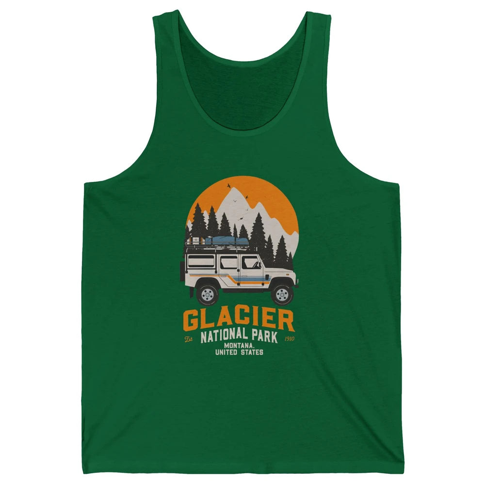 Vintage Glacier National Park Montana Road Trip Camping Unisex Jersey Tank