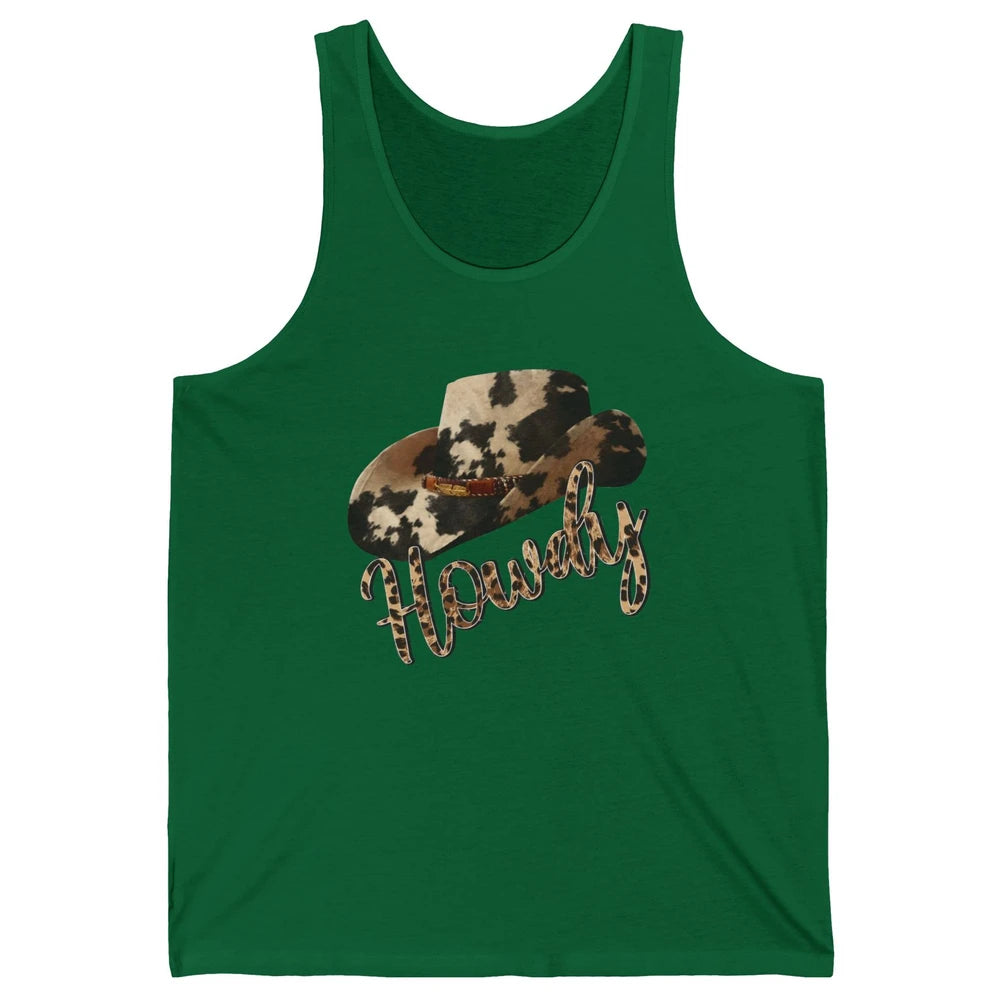 Vintage Leopard Cowboy Hat Howdy Western Country Cowgirls Unisex Jersey Tank