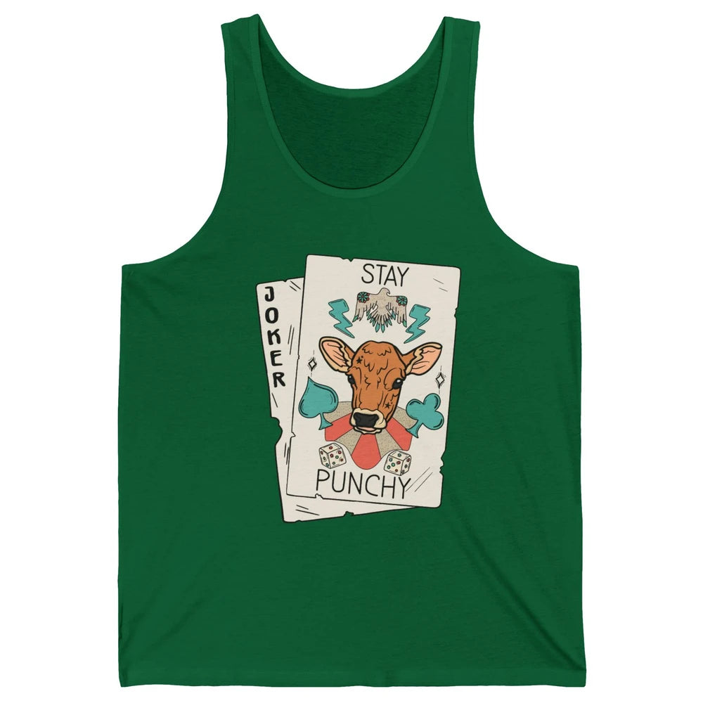 Calf Cow Stay Punchy Playing Cards Western Country Cattles Unisex Jersey Tank