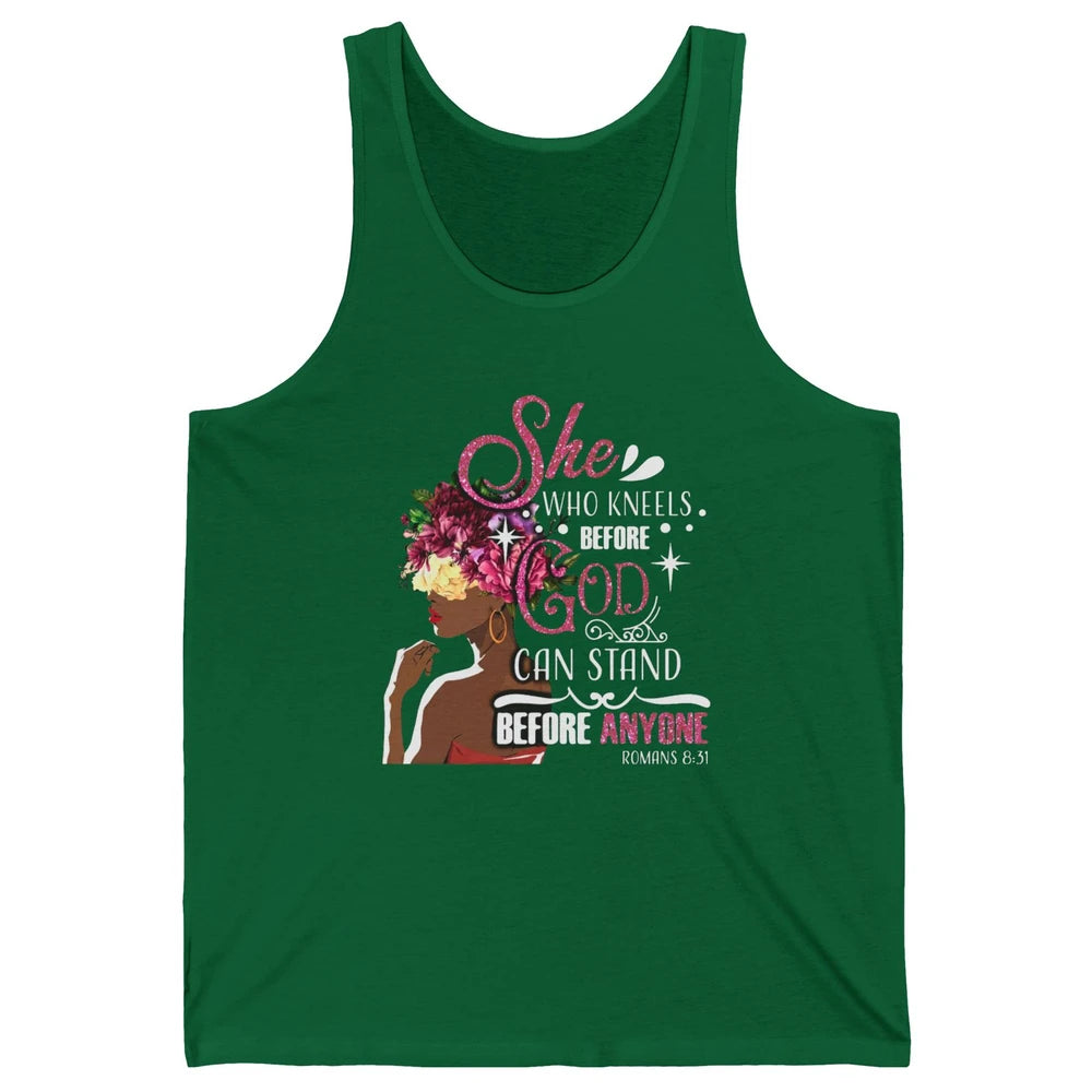 Black Girl She Who Kneels Before God Christian Afro Women Unisex Jersey Tank