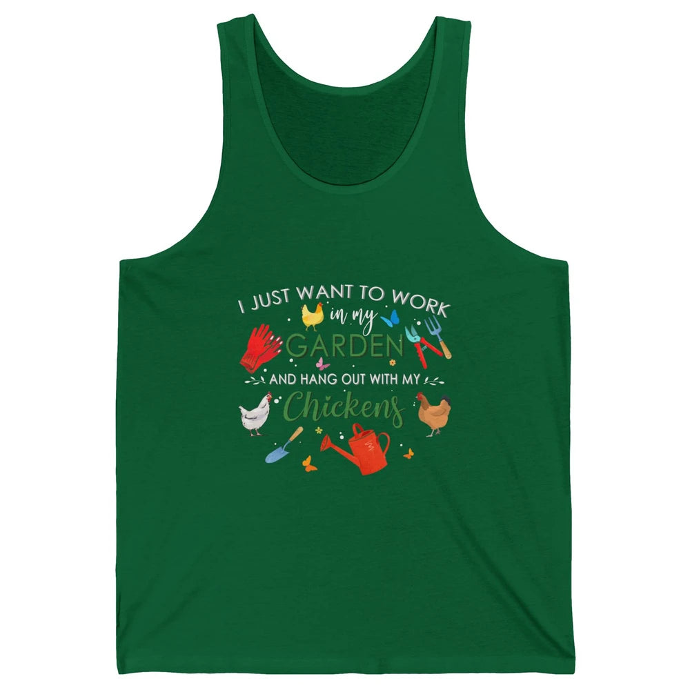 Work In My Garden And Hang Out With Chickens Hen Farming Unisex Jersey Tank